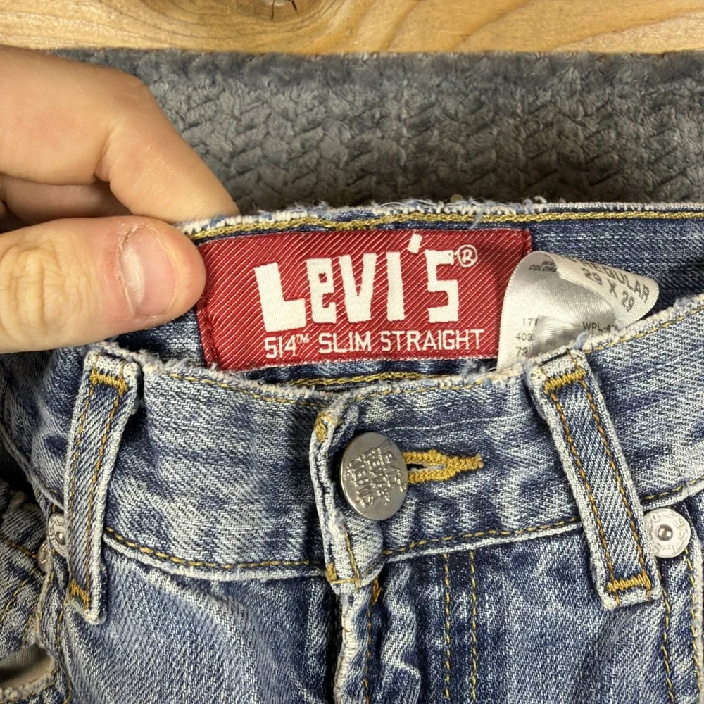 Levis 514 Jeans Mens 29x29 Medium Dark‎ Wash Cotton Slim Straight Denim Workwear